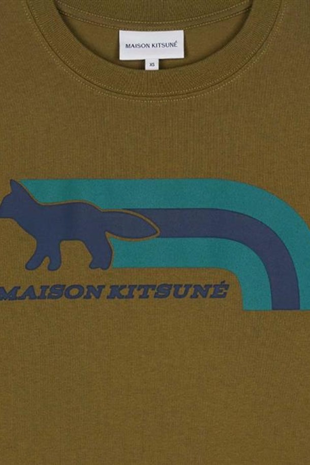 MAISON KITSUNE - 반팔셔츠 - 메종키츠네 남여공용 플래시 폭스 콤포트 반팔티셔츠 그린카키 MM00113KJ0118-P358