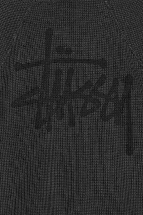 STUSSY - 긴팔티셔츠 - 스투시 래글런 써멀 롱슬리브 워시드 블랙 1140356-0034