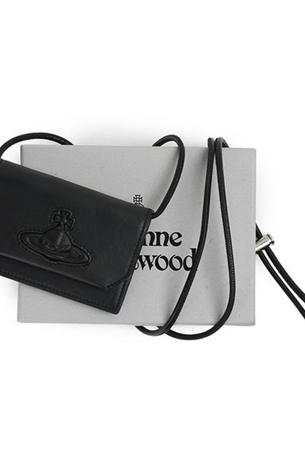 Vivienne Westwood - 반지갑 - 비비안웨스트우드 여성 스트랩 카드 홀더 블랙 55020001U-L001S-N401