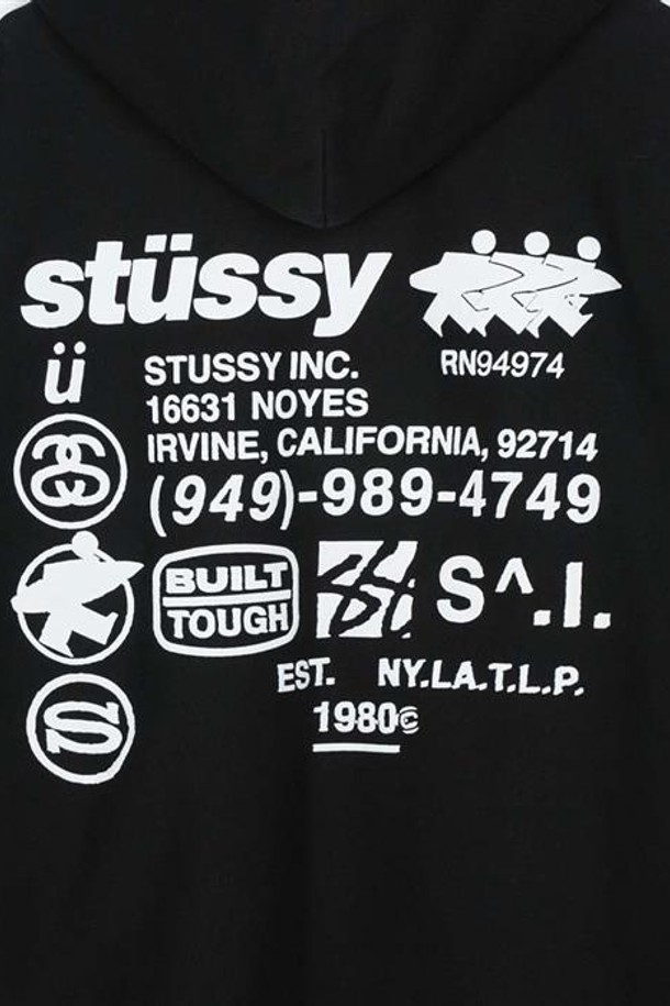 STUSSY - 후디 - 스투시 디앤에이 후드 집업 블랙 1975038-0001