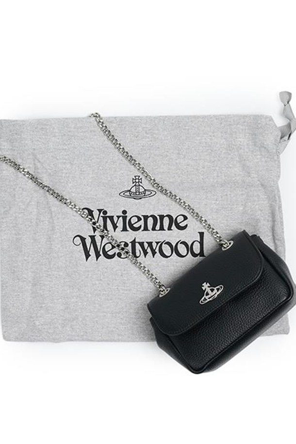 Vivienne Westwood - 크로스백 - 비비안웨스트우드 여성 스몰 펄스 실버 체인 백 블랙 5C01000CW-S000D-N403