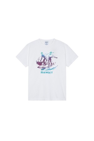 와일드동키 남녀공용 T-HAWAII 반팔티셔츠 화이트 T-HAWAII-WD018