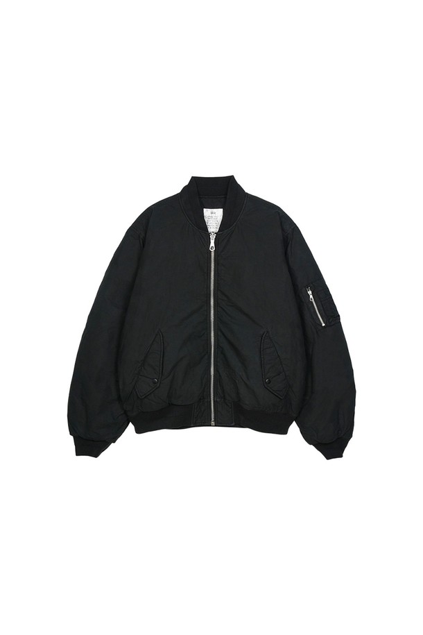 STUSSY - 블루종/점퍼 - 스투시 왁스드 빌트 봄버 자켓 블랙 115803-0001