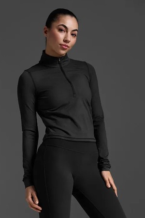 (여성) 플렉스 크롭 1/2 Zip 롱 슬리브 WR7482ABLK-BLK