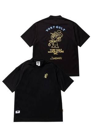 SHORT SLEEVE MOCK NECK W RABBIT 욜프 반팔티 모크넥 W래빗_BLACK-a
