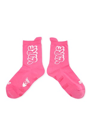 WOMEN FIELD SOCKS LOGO 욜프 여성필드삭스 로고_PINK-a