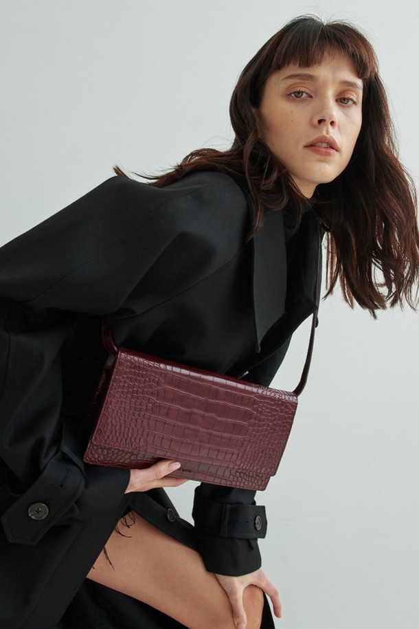 DU MATIN - 숄더백 - MATIN CROC BAG BURGUNDY SQUARE