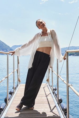 Natural Wide Linen Pants (Black)