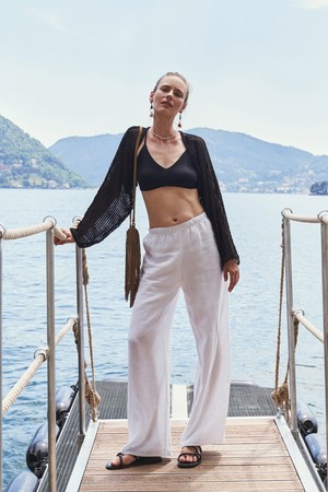 Natural Wide Linen Pants (Ivory)