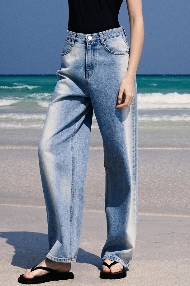 Neev - 데님 - [23SS] Vintage Line Washing Wide Denim Pants