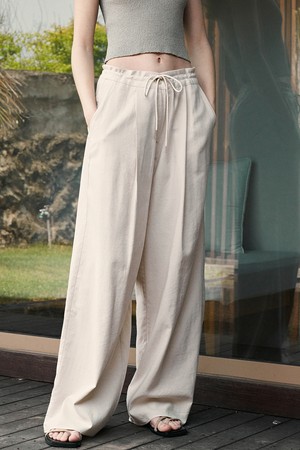 [23SS] String Linen Wide Pants (Beige)