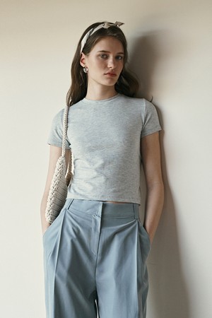 [23SS] Open-Back Crop T-shirts (Melange)