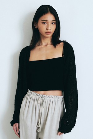 Loose Fit Bolero Knit Cardigan (Black)