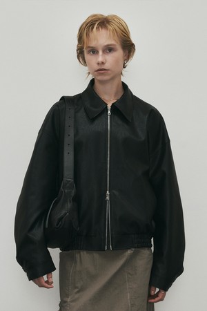 [23FW] Two-way Leather Blouson Jacket (Black)