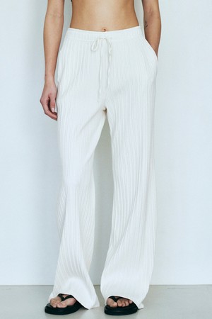 Slim Ribbed Wide Banding Pants (Cream)