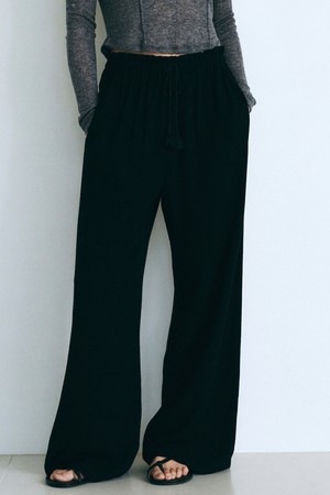 Tassel Wide Banding Pants (Black)