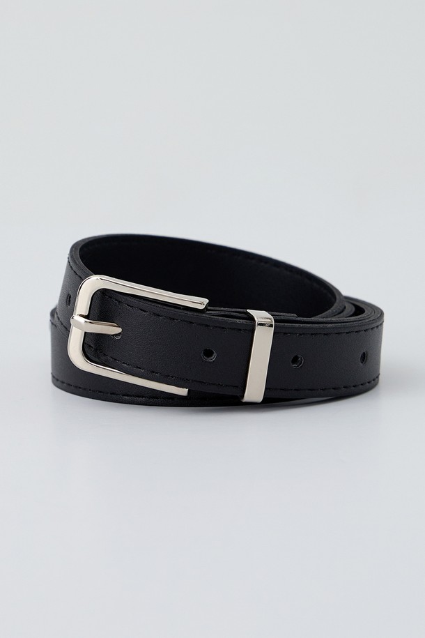 Neev - 벨트 - Modern Square Leather Belt (Black)