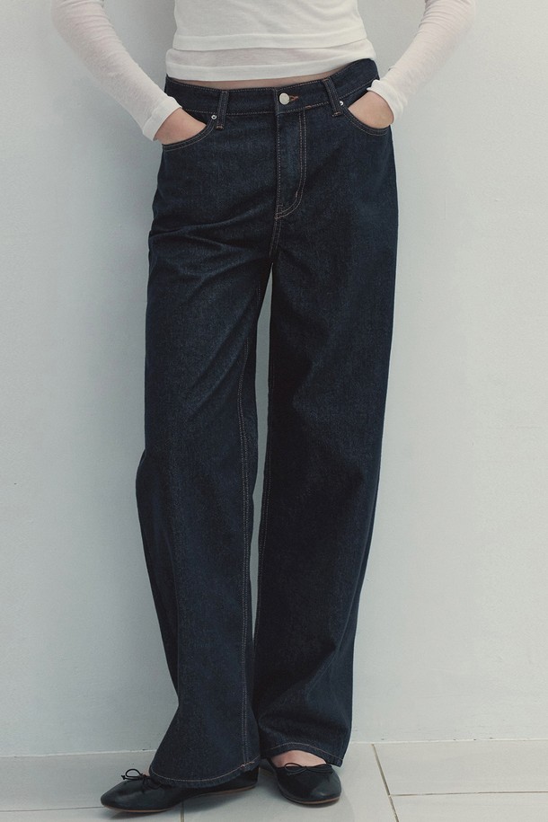 Neev - 데님 - Over Wide Nonfade Denim Pants (Indigo Blue)