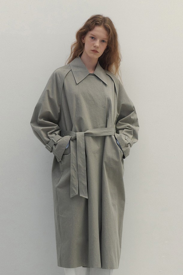 Neev - 트렌치코트 - Classic Maxi Over Fit Trench Coat (Gray)