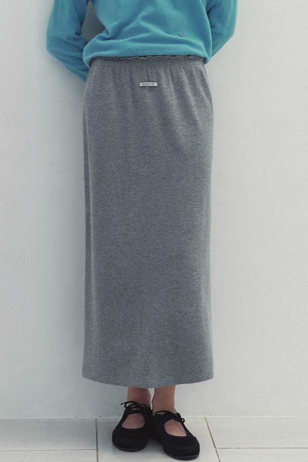 Neev - 롱스커트 - Smock Banding Long Skirt (Melange Gray)