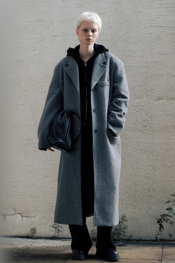 Neev - 코트 - [23FW] Wool Single Maxi Coat (Gray)