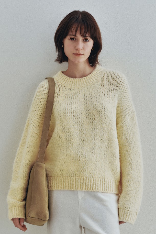 Neev - 니트 / 가디건 - Regular Soft Wool Pullover (Yellow)