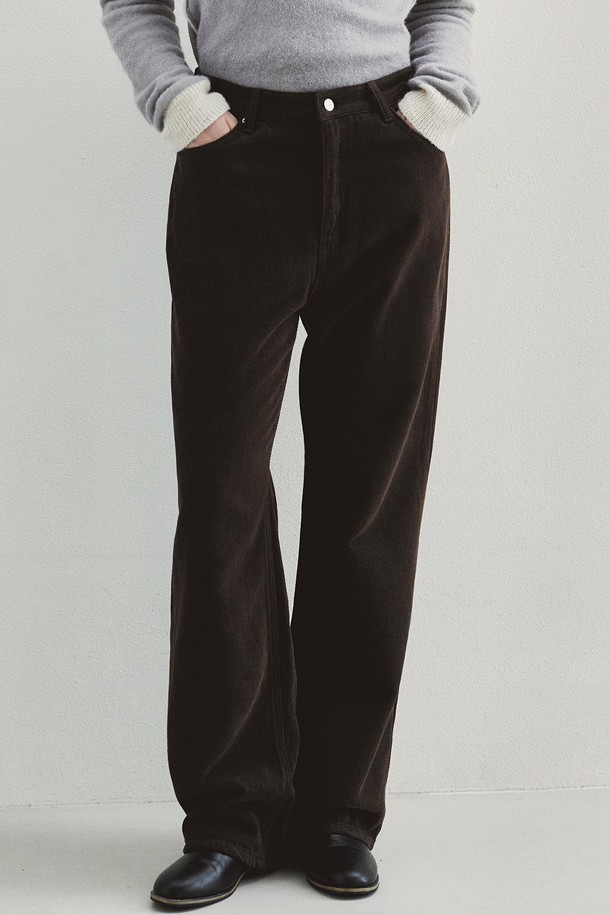 Neev - 팬츠 - Cozy Wide Cotton Pants (Brown)