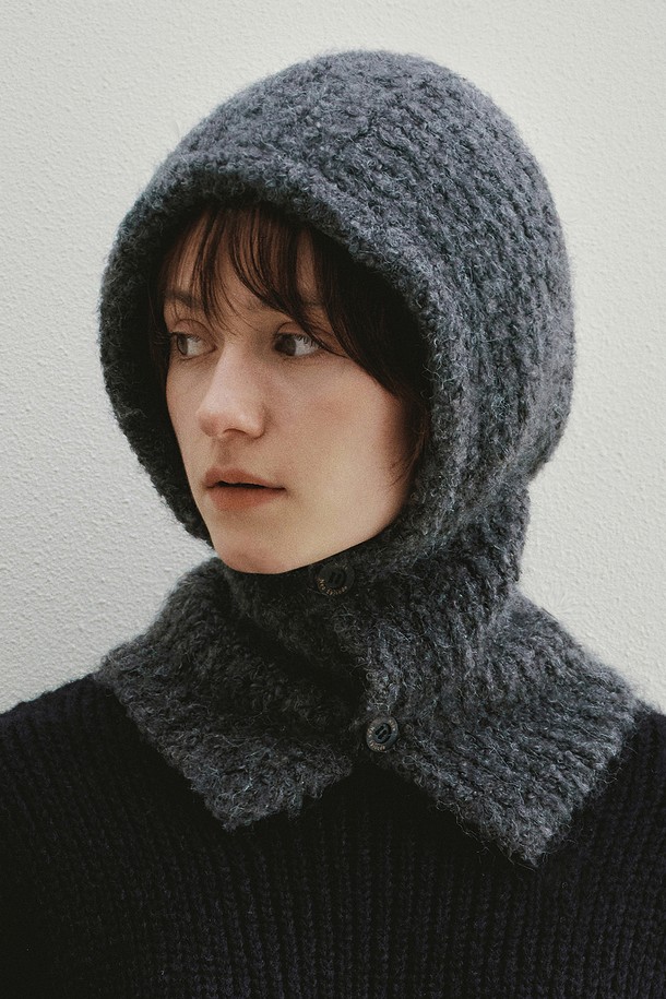 Neev - 기타 - Button Wool Buckle Balaclava (Charcoal)