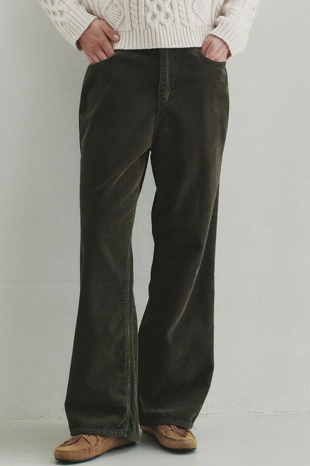 Neev - 팬츠 - Fade Corduroy Wide Pants (Khaki)