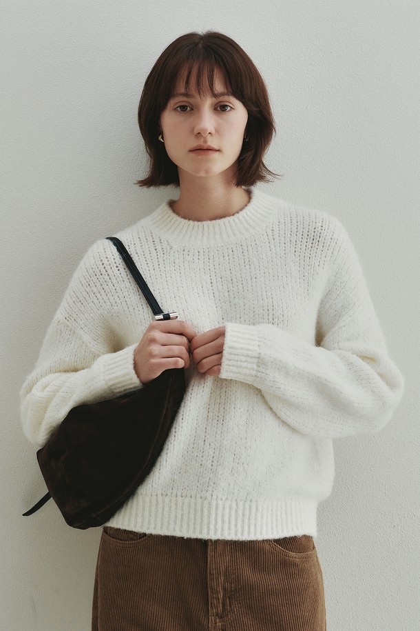 Neev - 니트 / 가디건 - Regular Soft Wool Pullover (Ivory)