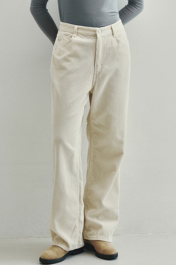 Neev - 팬츠 - Fade Corduroy Wide Pants (Cream)