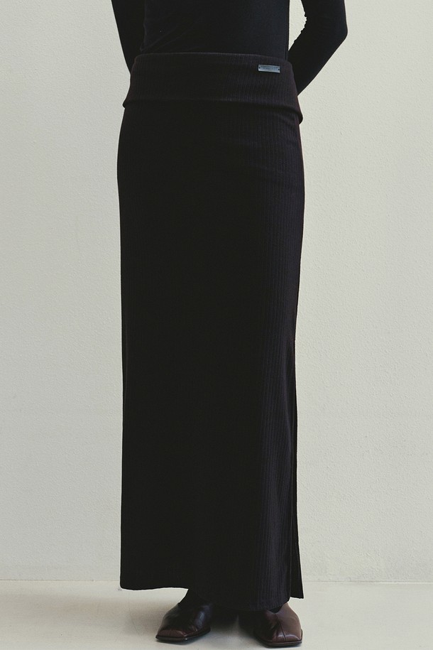 Neev - 스커트 - Double Waist Long Skirt (Black)