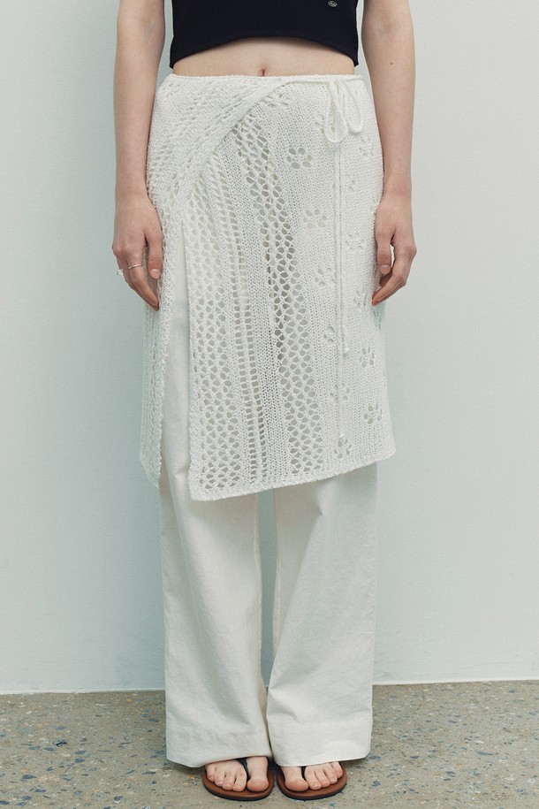 Neev - 미디스커트 - Airy Mesh Layered Wrap Skirt (Ivory)