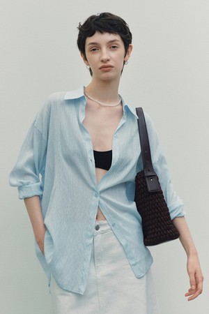 Mild Stripe Loose Fit Shirt (Sky Blue)