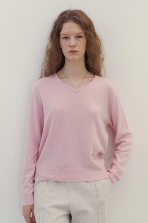 Classic Wool V-neck Knit (Pink)