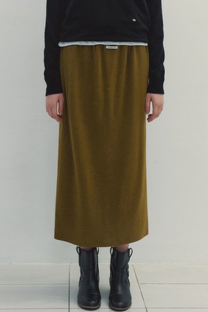 Smock Banding Long Skirt (Olive)