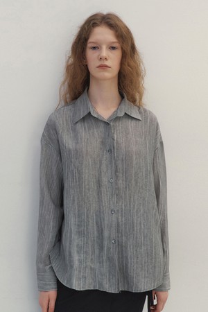 Pigment Stripe Crinkle Shirts (Charcoal)