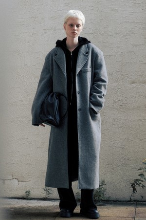 [23FW] Wool Single Maxi Coat (Gray)