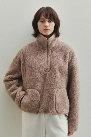 High Neck String Boucle Fleece (Mocha)