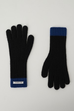 Two Tone Finger Hole Knit Glove (Black)