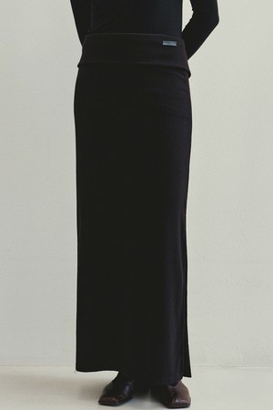 Double Waist Long Skirt (Black)