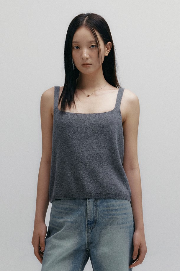 Neev - 베스트 - Spring Wool Bustier Sleeveless (Charcoal)