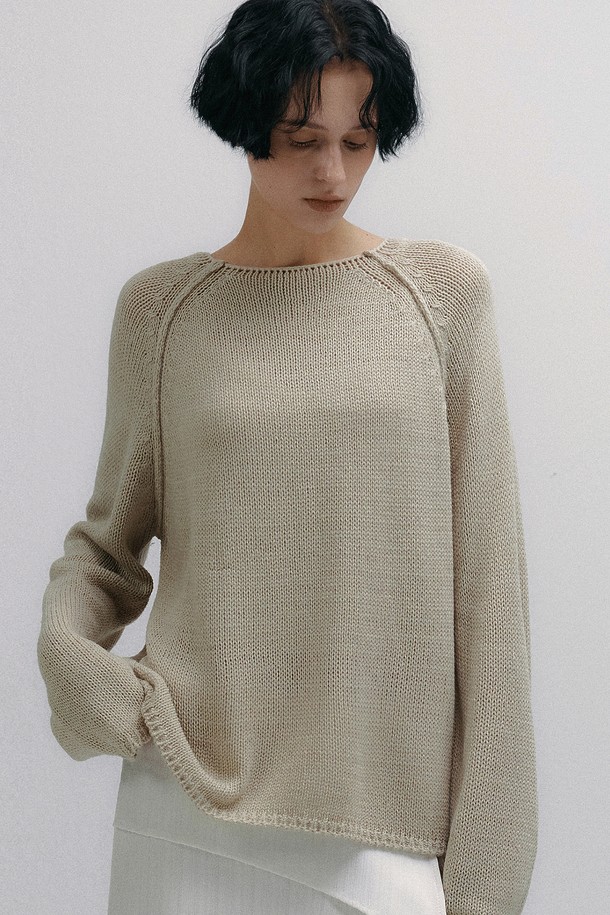 Neev - 스웨터 - Drop Raglan Over-Fit Knit (Beige)