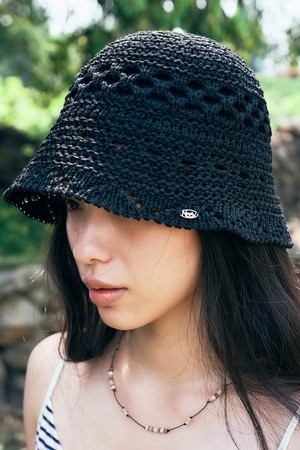 Solid Crochet Bonnet Hat (Black)