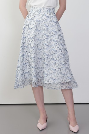 [헤베 레이어드 스커트_화이트 플라워]Hebe Layered Skirt_White Flower