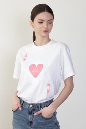 [러브참 하트 에이스 그래픽 티셔츠]Love Charm Ace of hearts Graphic T-shirt