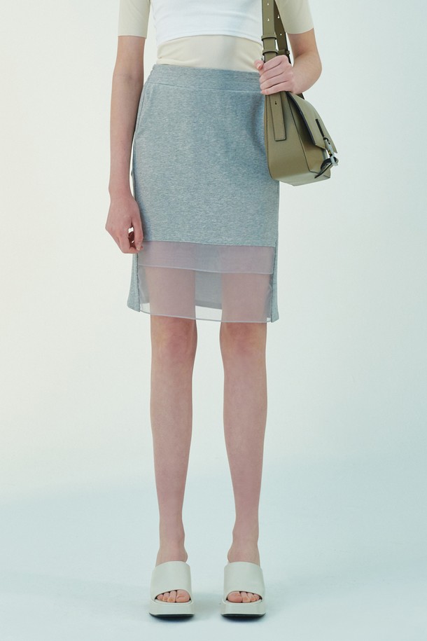 NILLRING - 미디스커트 - S03.00  Organza mix sweat middle skirt