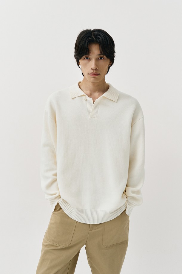 THE KNIT COMPANY - 스웨터 - 울 블렌드 볼드 카라 니트 5color