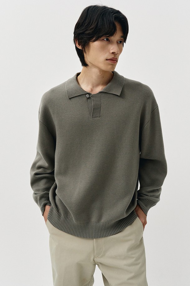 THE KNIT COMPANY - 스웨터 - 울 블렌드 볼드 카라 니트 5color