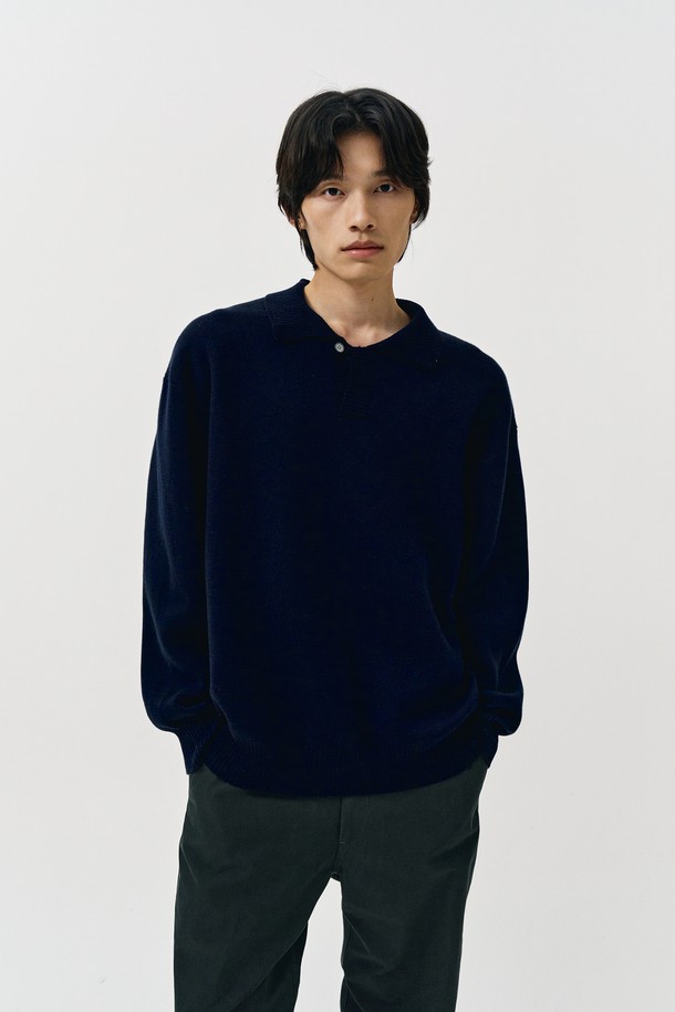 THE KNIT COMPANY - 스웨터 - 울 블렌드 볼드 카라 니트 5color